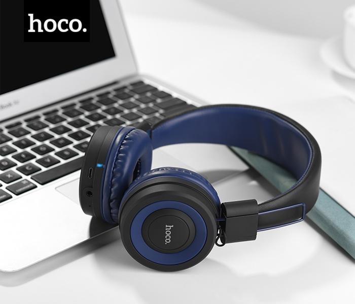 Hoco W16 Headphones with Wireless and Wired Adjustable Head Beam - Blue - Zoom Image 1