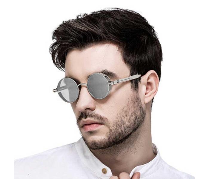 Unisex Retro Punk Style Round Frame Fashion Eyewear - Silver/Black - Zoom Image 1