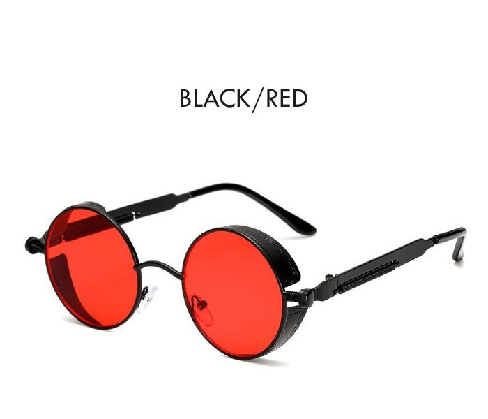 Unisex Retro Punk Style Round Frame Fashion Eyewear - Black/Red - Zoom Image 3