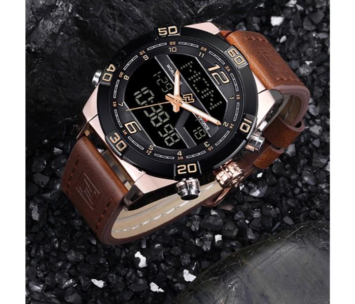 Naviforce 9128 Dual Display Leather Chronograph Alarm Sport Watch for Men Brown - Zoom Image 2