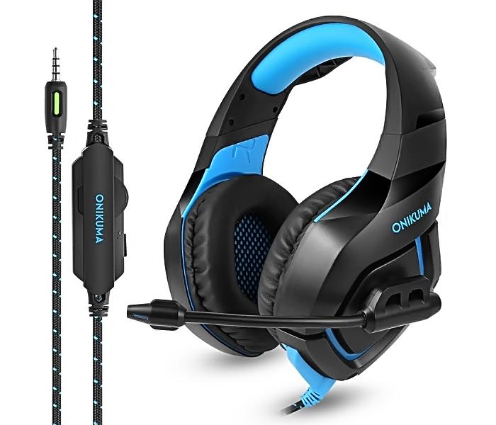 Onikuma K1 Gaming Headphone with Mic,Deep Bass Noise Canceling GAMING, For PS4, Smartphone, Tablet, PC - Blue - Zoom Image 1