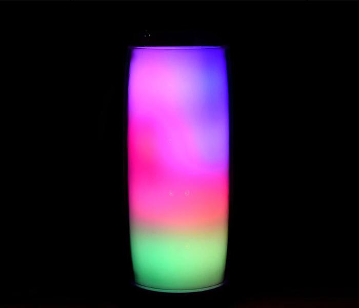 Portable Cylinder Colorful LED Light FM Radio Stereo Bluetooth Speaker - Black - Zoom Image 6