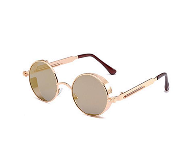 Unisex Retro Punk Style Round Frame Fashion Eyewear - Gold/Brown - Zoom Image 3