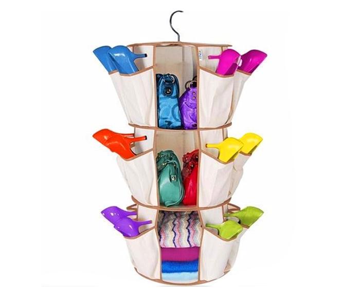 Smart Carousel Organizer Shoe Cloth Book Bag Rack 24 Pocket Spin 360 Degree - Zoom Image 2