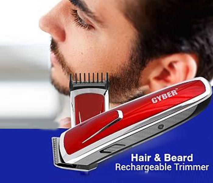 Cyber Rechargeable Cordless Hair & Beard Trimmer 3 Watts CYT-895 For Men - Red - Zoom Image 1