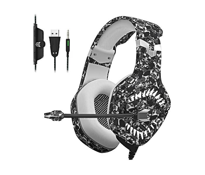 Onikuma K1B PRO Gaming Headphone, Noise Canceling,  Earphone with Mic LED Light Volume Control for PC Laptop - Army Black - Zoom Image 5