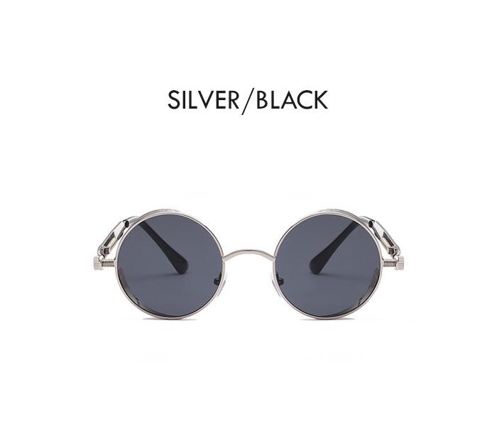 Unisex Retro Punk Style Round Frame Fashion Eyewear - Silver/Black - Zoom Image 2