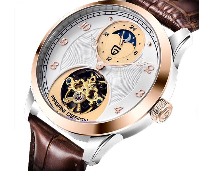 Pagani Design 1650 Automatic Watch For Men - Brown and Gold - Zoom Image 2