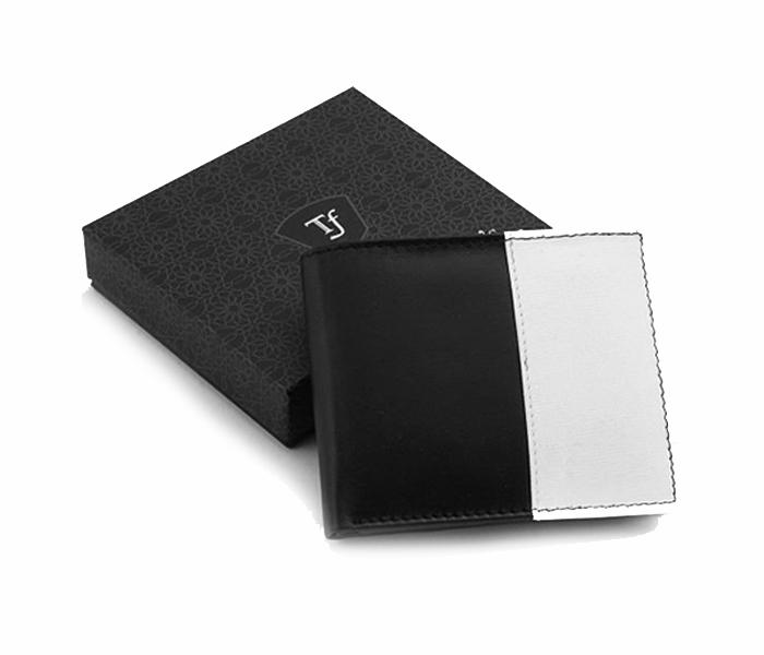 Today&#039;s Fashion White and Black Leather Wallet For Men - TF T5 WBK - Zoom Image 1