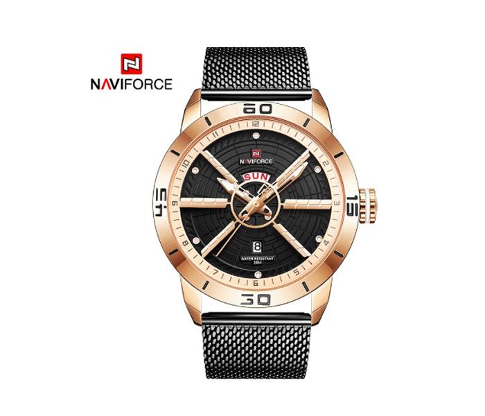 Naviforce 9155 Sports Waterproof Stainless Steel For Men - Black Gold - Zoom Image 1