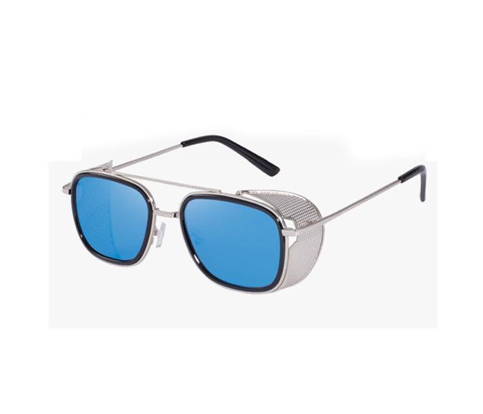 Unisex Square Design Steam Punk Metal Shields Sunglasses - Silver/Blue - Zoom Image 2