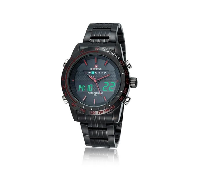 Naviforce 9024 Brand Luxury Quartz Steel Full Digital Led Army Military Men's Sportswear - Black - Zoom Image 2