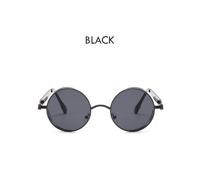 Unisex Retro Punk Style Round Frame Fashion Eyewear - Black/Black - Zoom Image 2