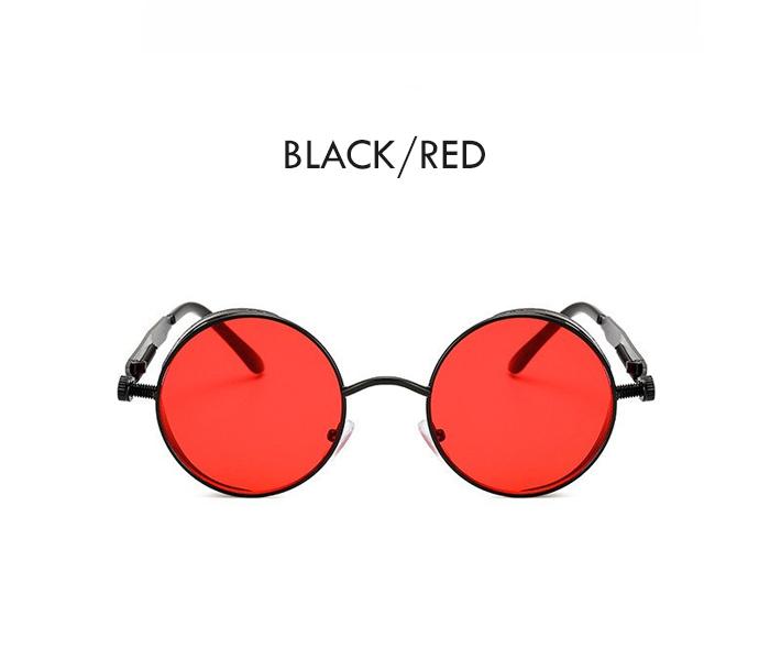 Unisex Retro Punk Style Round Frame Fashion Eyewear - Black/Red - Zoom Image 2