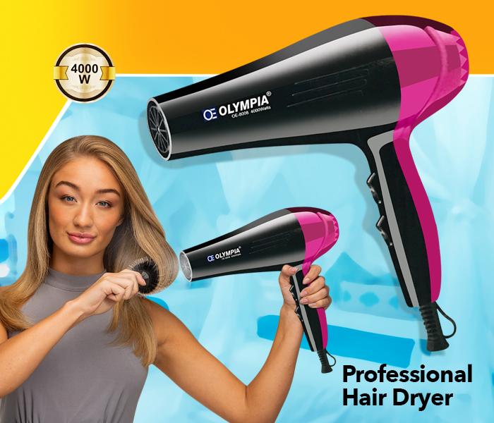 Olympia OE-8008 Professional Hair Dryer - Black and Pink - Zoom Image 1