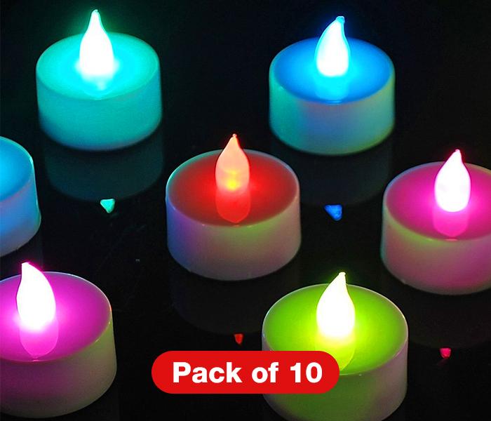 10 Colour Changing Mini LED Tealights with Remote Control in a Pack - Zoom Image 1