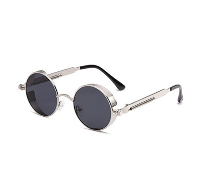 Unisex Retro Punk Style Round Frame Fashion Eyewear - Silver/Black - Zoom Image 3