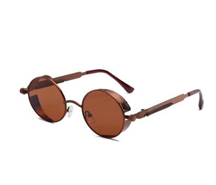 Unisex Retro Punk Style Round Frame Fashion Eyewear - Brown/Brown - Zoom Image 3