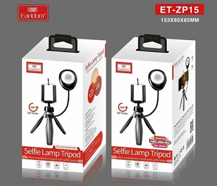 Earldom (ET-ZP15) 360 Degree Rotate Mini Smartphone Tripod with Selfie Lamp - Zoom Image 3