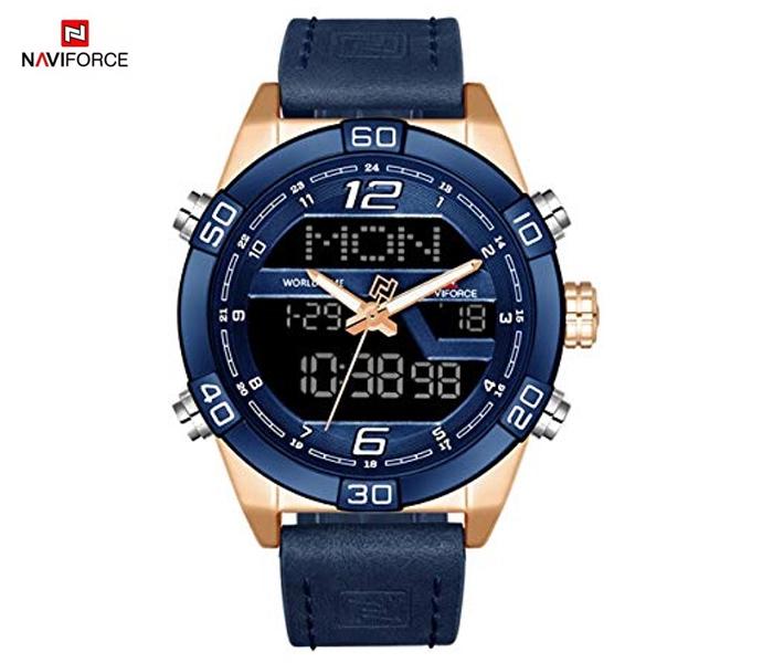 Naviforce 9128 Men Analog-Digital Stainless Steel Starp Watch - Blue - Zoom Image 3