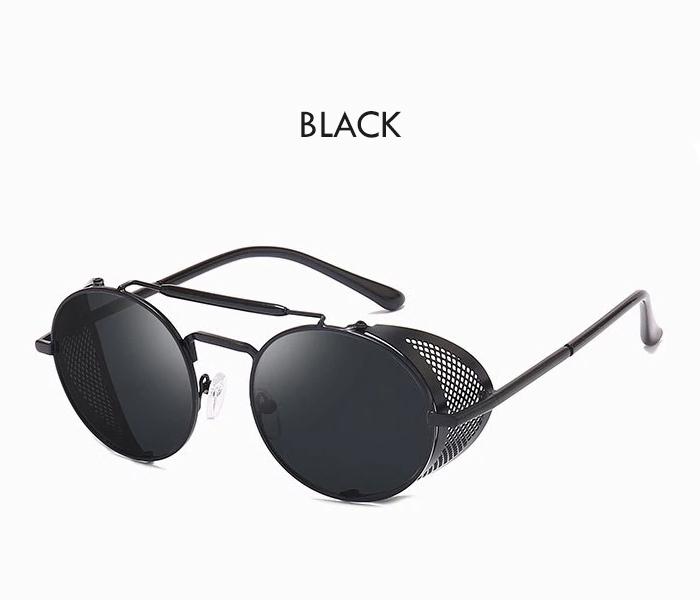 Unisex Vintage Steampunk Sunglasses with Side shade - Black - Zoom Image 1