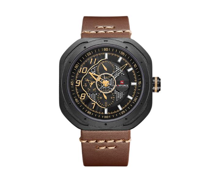 Naviforce 9141 Luxury Quartz Wristwatches Round Sport Watch For Men - Brown - Zoom Image 1