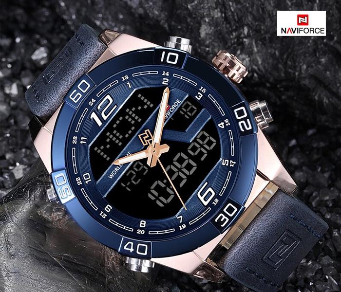 Naviforce 9128 Men Analog-Digital Stainless Steel Starp Watch - Blue - Zoom Image 2