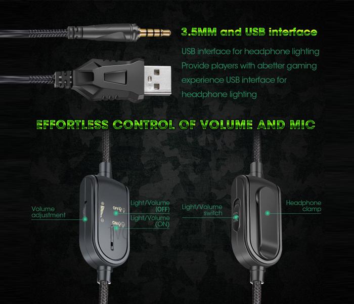 Onikuma K8 Gaming Headphone - ARMY GREEN - Zoom Image 6