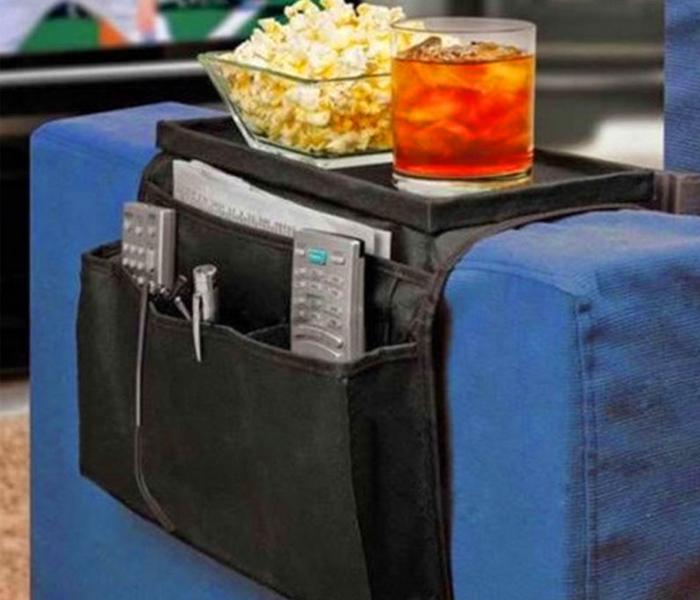 6 Pocket Arm Rest Organizer with Table-Top - BLACK - Zoom Image 1