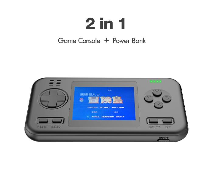 2 in 1 Game Console with 416 Classic Game AND 8000mAh mobile power bank - Black - Zoom Image 1