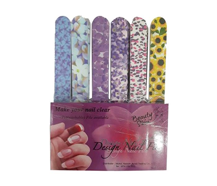 Beauty Skin 6 Piece Floral Printed Nail File - Multi Colour - Zoom Image