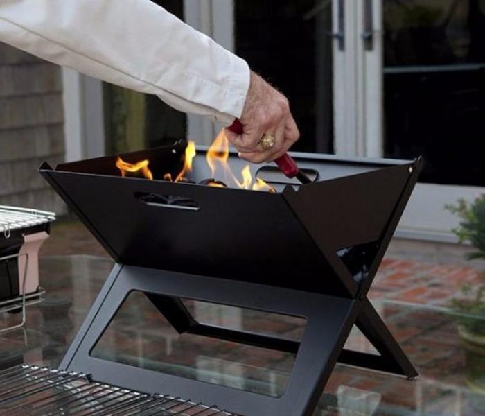 Portable Foldable Notebook Mini Charcoal BBQ Grill - Black - Zoom Image 3