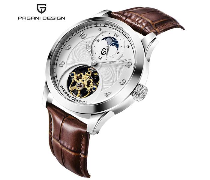 Pagani Design 1650 Automatic Watch For Men - Brown and Silver - Zoom Image 1