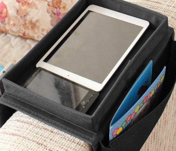 6 Pocket Arm Rest Organizer with Table-Top - BLACK - Zoom Image 4