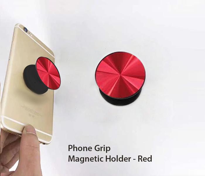 Metallic Plain phone grips magnetic holder - Red - Zoom Image 2