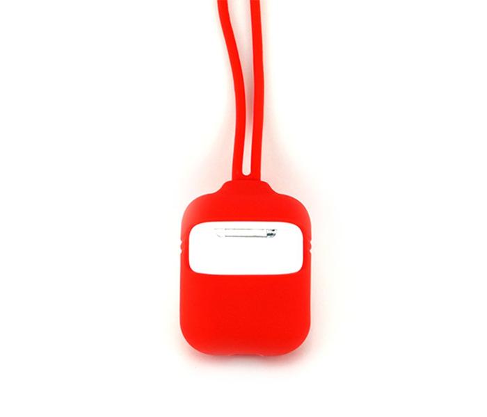 Soft Silicone Capsule Airpods Case with Strap Set - RED - Zoom Image 2