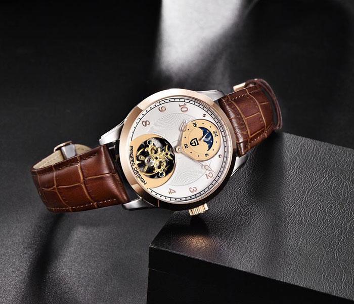 Pagani Design 1650 Automatic Watch For Men - Brown and Gold - Zoom Image 3