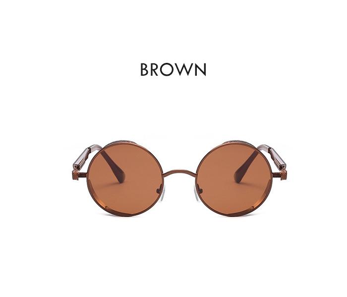 Unisex Retro Punk Style Round Frame Fashion Eyewear - Brown/Brown - Zoom Image 2