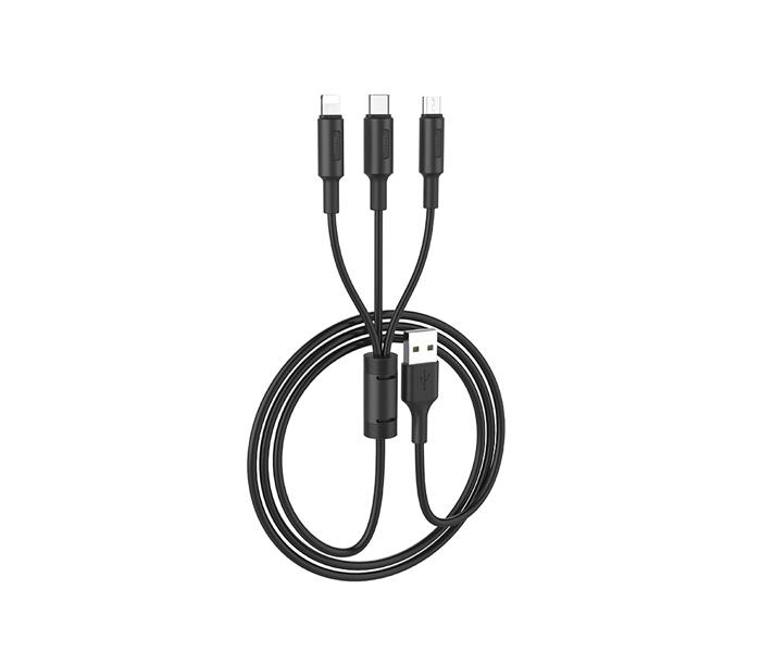 Hoco X25 Cable USB to Lightning Micro-USB Type-C 3 in 1 Charging Cable - Black - Zoom Image 2