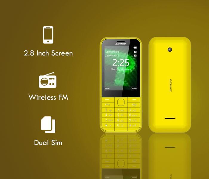 Darago 225 2.8 Inch Dual Sim Camera Mobile with Wireless FM Yellow - Zoom Image 4