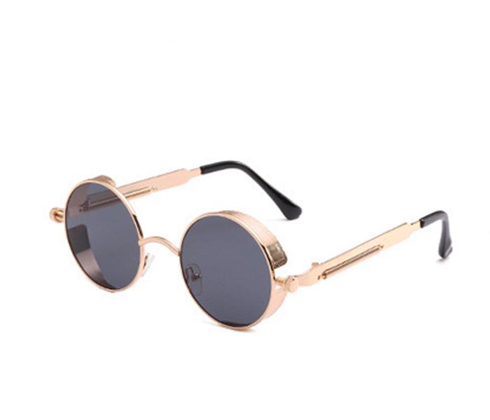 Unisex Retro Punk Style Round Frame Fashion Eyewear - Gold/Black - Zoom Image 3