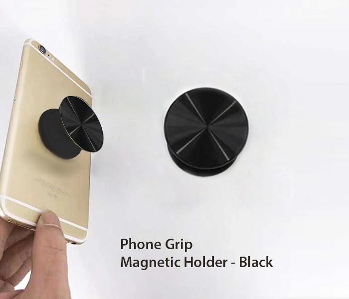 Metallic Plain phone grips magnetic holder - Black - Zoom Image 2