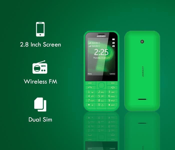 Darago 225 2.8 Inch Dual Sim Camera Mobile with Wireless FM Green - Zoom Image 2