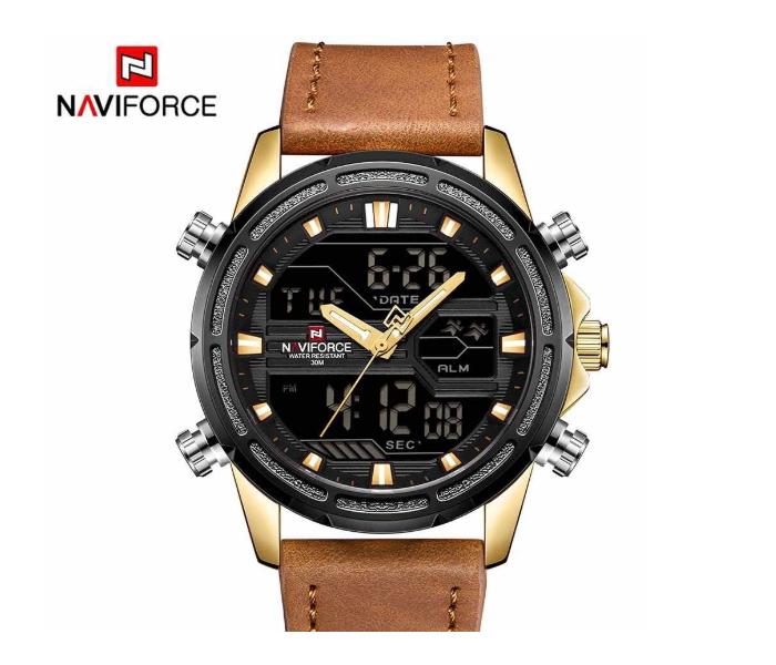 Naviforce 9138 Sports Waterproof Strap Watch For Men - Brown - Zoom Image