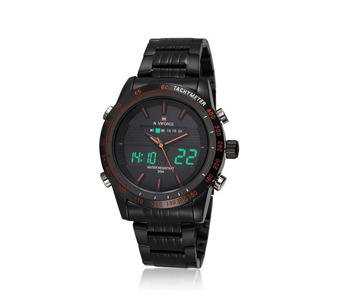 Naviforce 9024 Brand Luxury Quartz Steel Full Digital Led Army Military Men's Sportswear - Black - Zoom Image 3