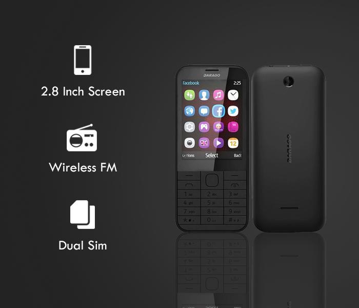 Darago 225 2.8 Inch Dual Sim Camera Mobile with Wireless FM Black - Zoom Image 2