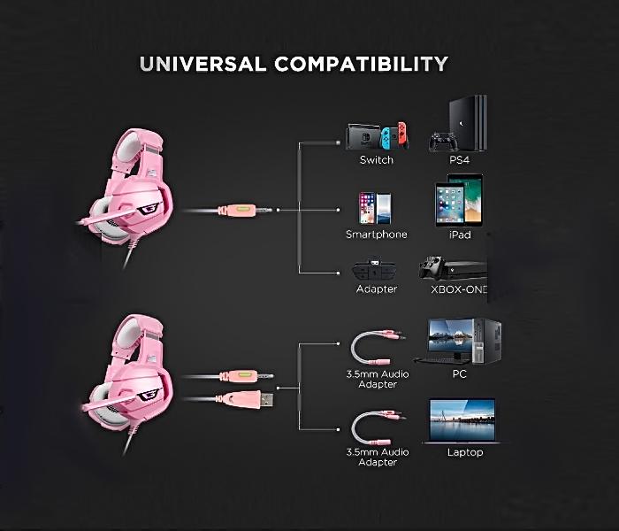 Onikuma K5 Gaming Headphone - Pink - Zoom Image 6