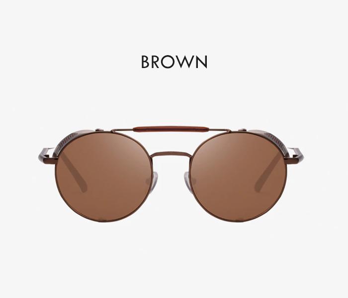 Unisex Vintage Steampunk Sunglasses with Side shade - Brown - Zoom Image 3