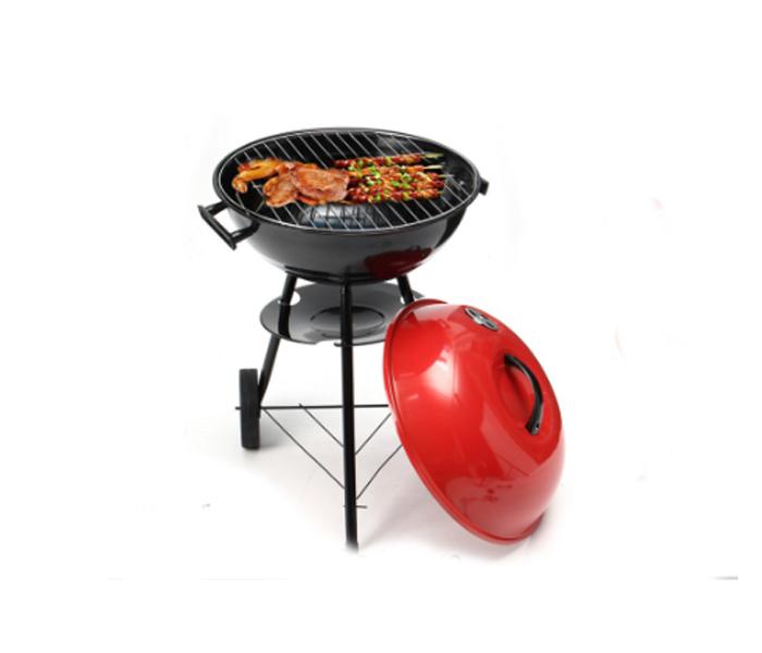 Portable Red Kettle Trolley BBQ Grill Charcoal Barbecue - Red - Zoom Image 1