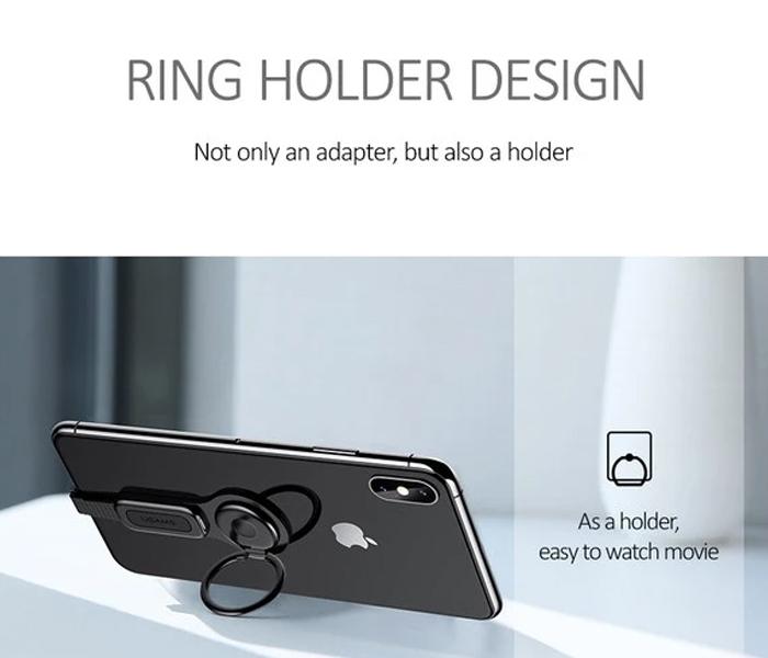 USAMS AU06 Lighting Dual Adapter &amp; Ring Holder 3.5mm Audio&amp;charger Adjust Phone Holder fast charging for iPhone iOS Adapter OTG - Zoom Image 3